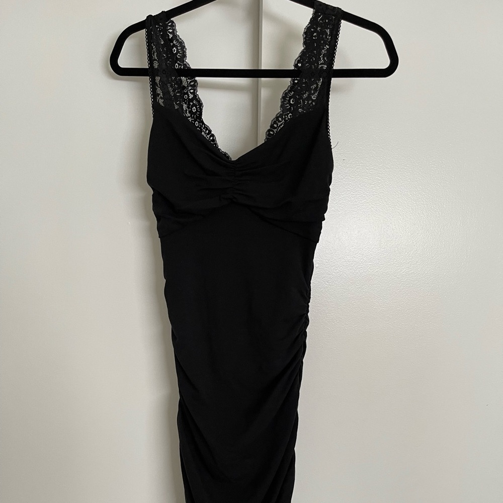 Cute Express Black Dress with lace trim on neck and back - size XS